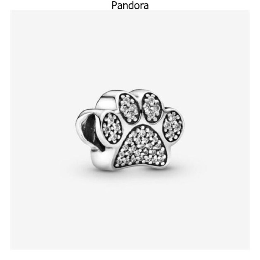Pandora Dog Paw Print Charm with Clear